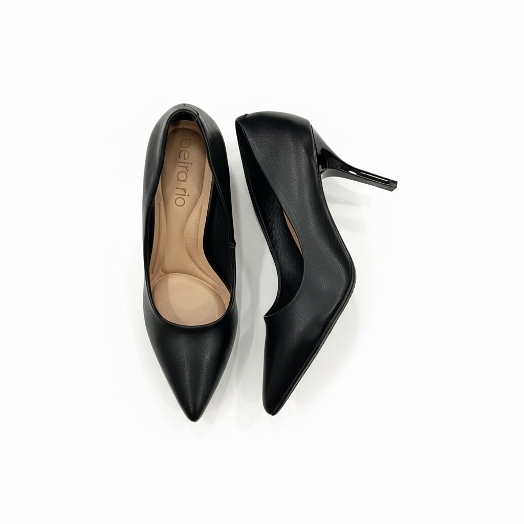 Scarpin Beira Rio Salto Medio Elegante Preto Casual Preto 5