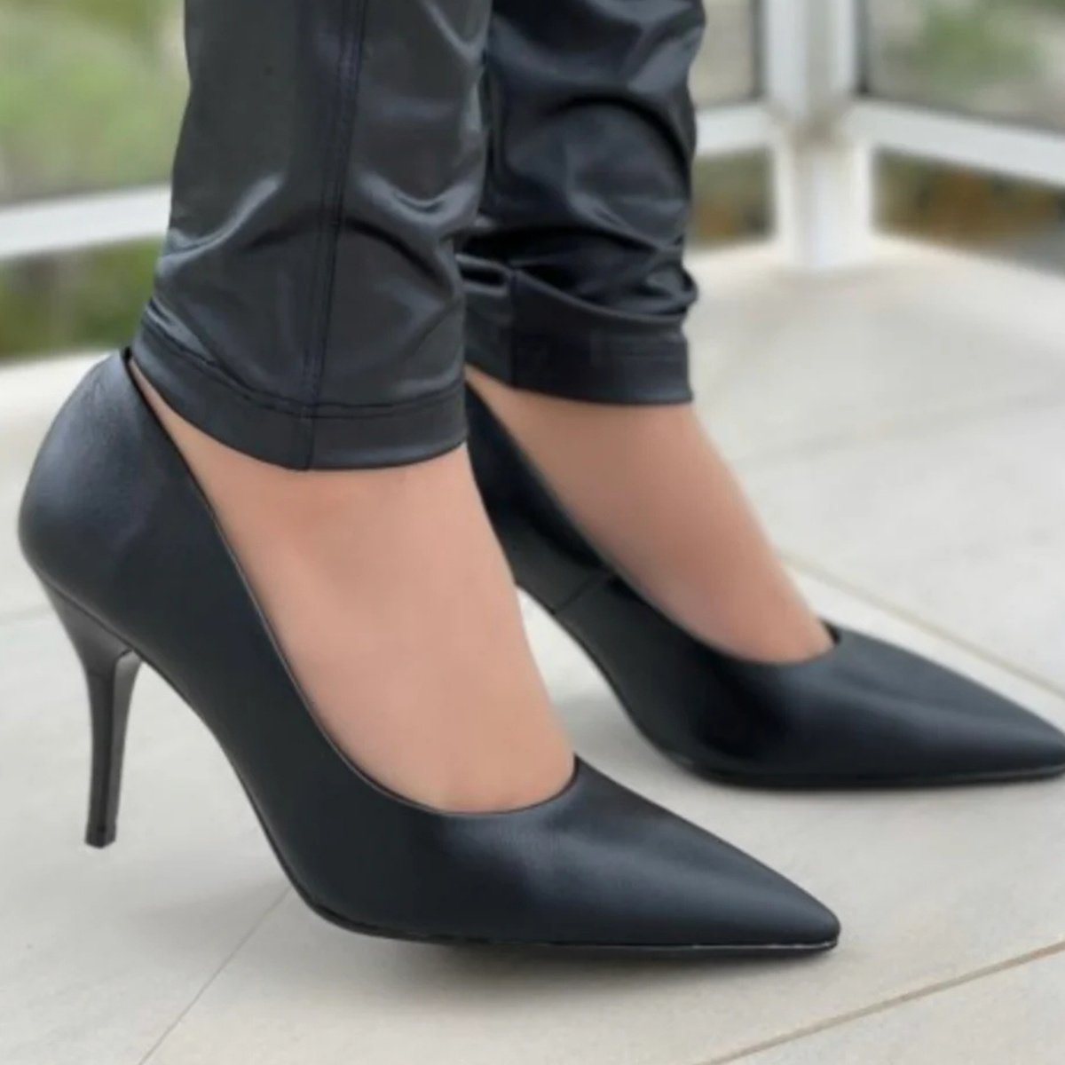 Scarpin Beira Rio Salto Medio Elegante Preto Casual Preto 7