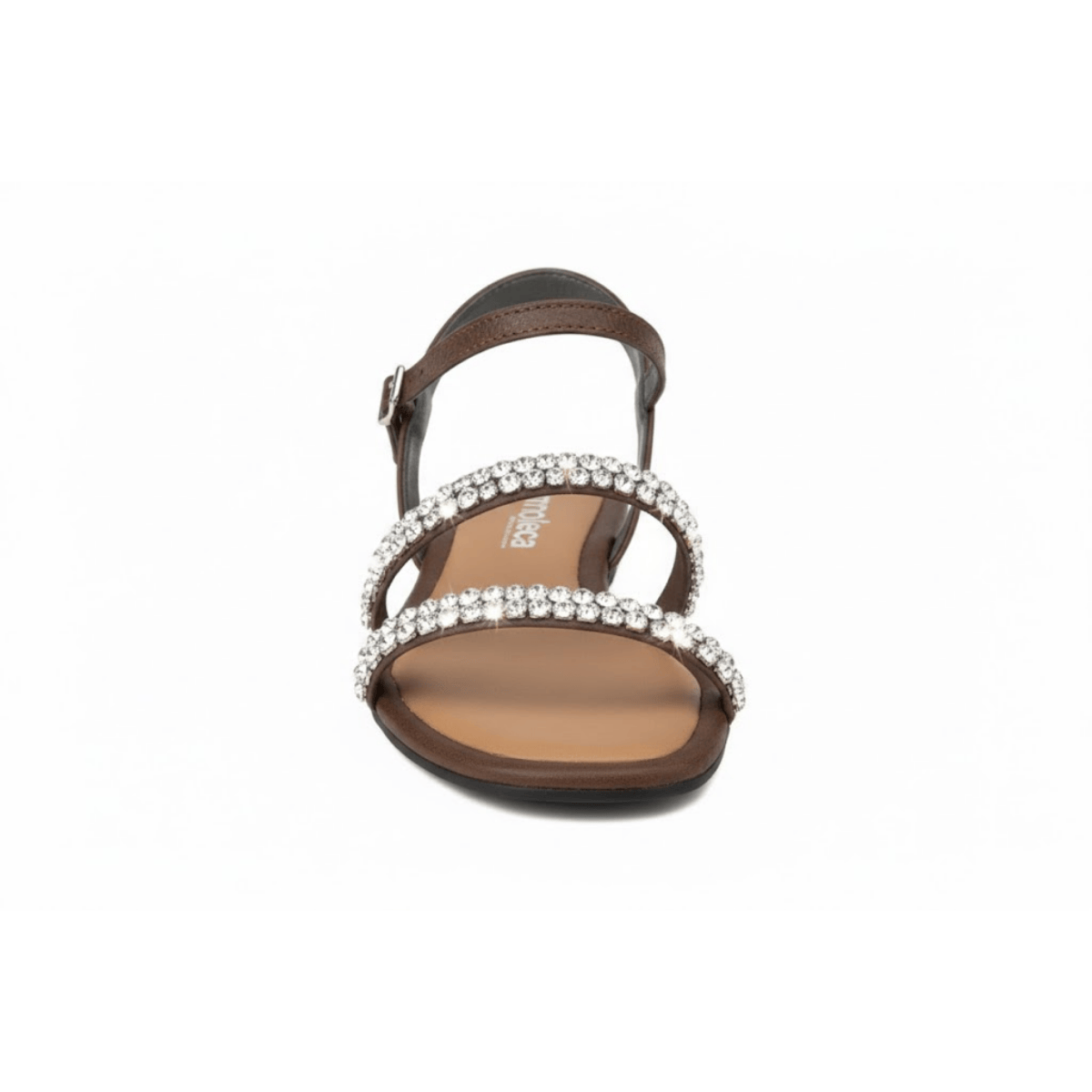 Sandalia Moleca Chocolate Cristal Feminina Versatil Marrom 4