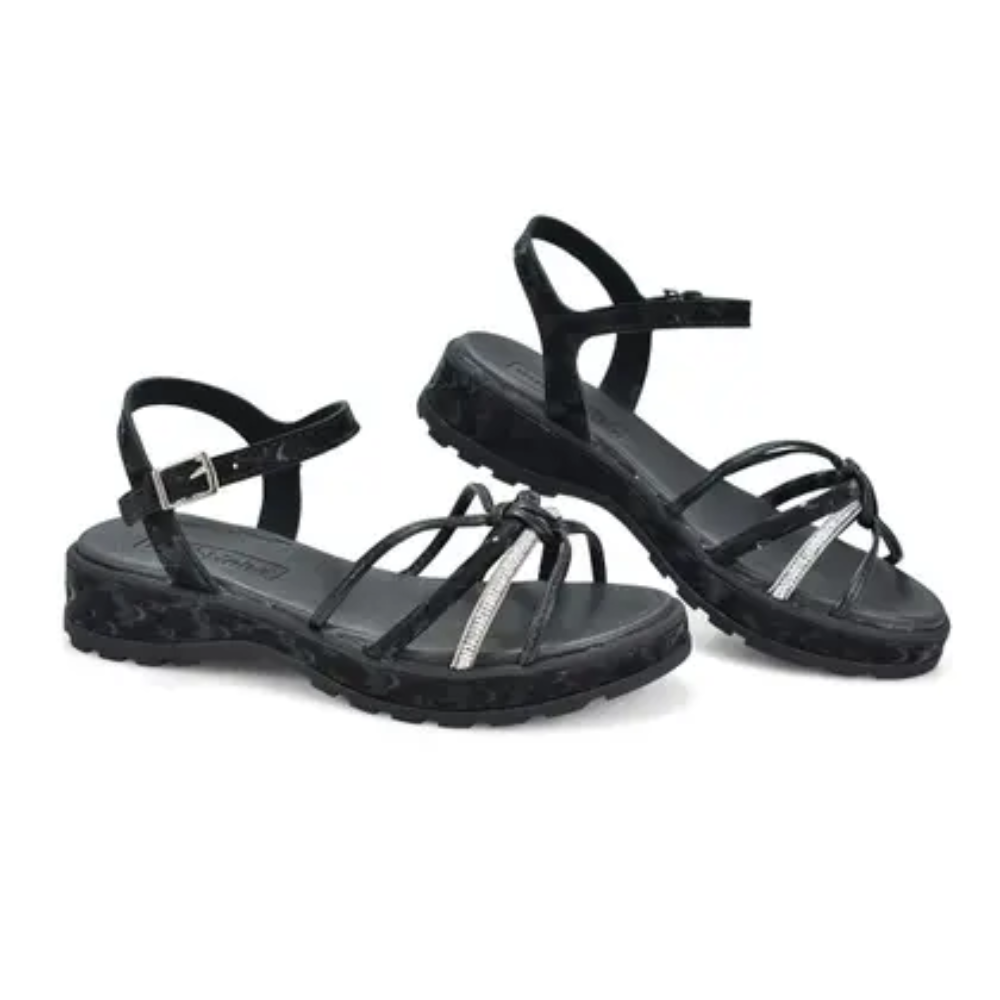 Sandalia Molekinha Preta Ultraleve Casual Meninas Preto 2