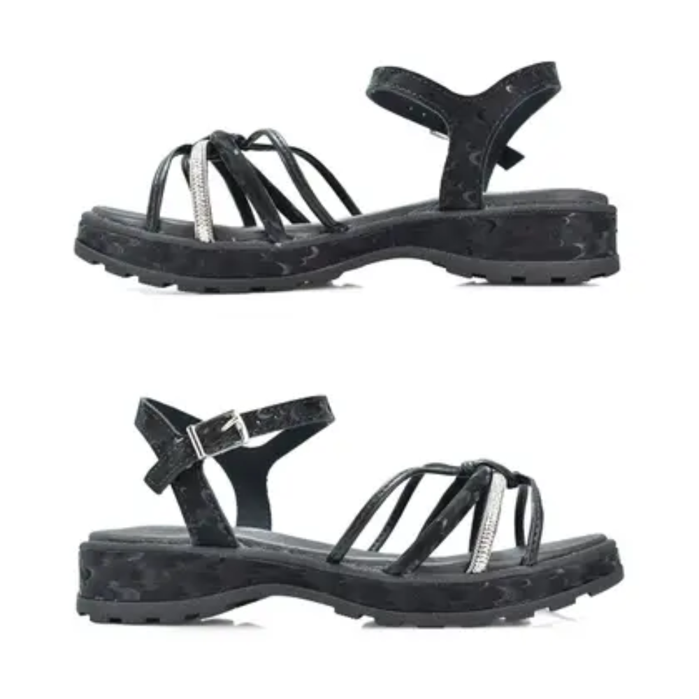 Sandalia Molekinha Preta Ultraleve Casual Meninas Preto 3