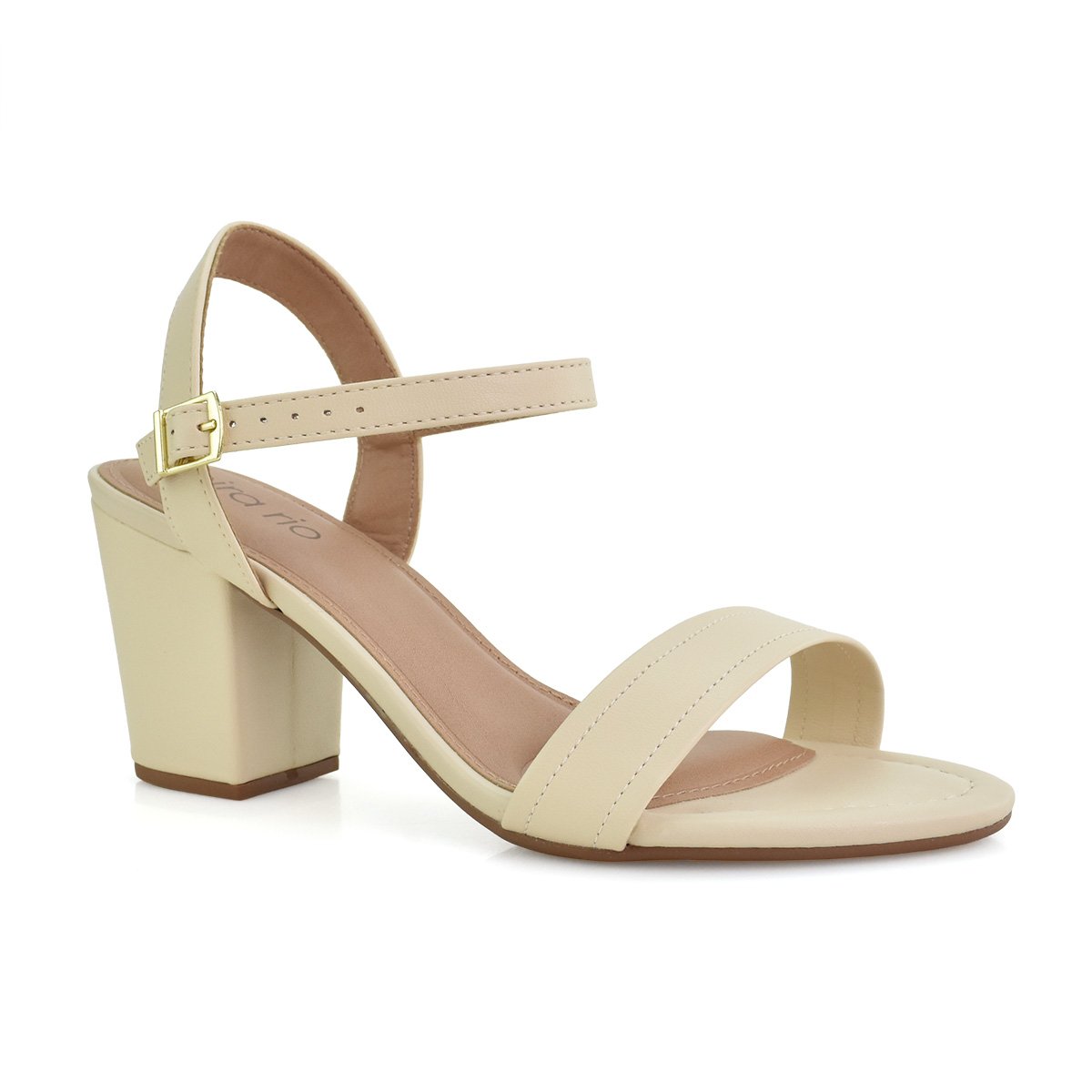 Sandalia Beira Rio Creme Salto Bloco 8280685 Elegante