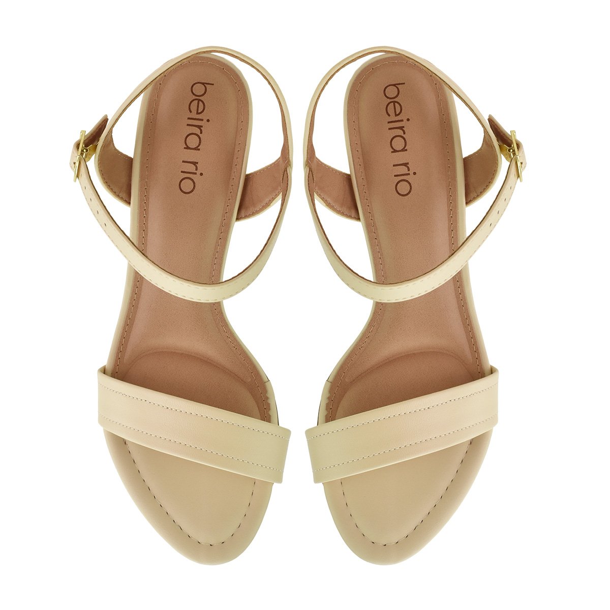 Sandalia Beira Rio Creme Salto Bloco 8280685 Elegante Bege 3