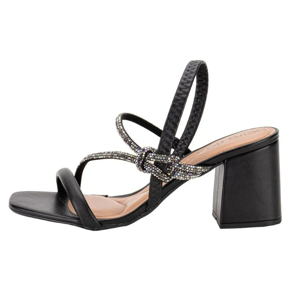Sandalia Beira Rio Feminina Strass Elegancia Conforto Preta Preto 4