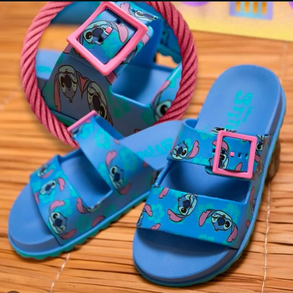 Chinelo Grendene Stitch Divertido Azul para Meninas Azul 3