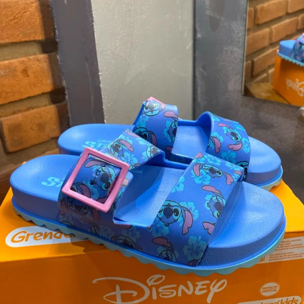 Chinelo Grendene Stitch Divertido Azul para Meninas Azul 4