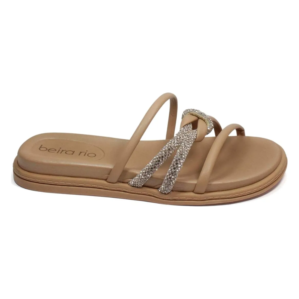Tamanco Beira Rio Feminino Nude Brilho Casual