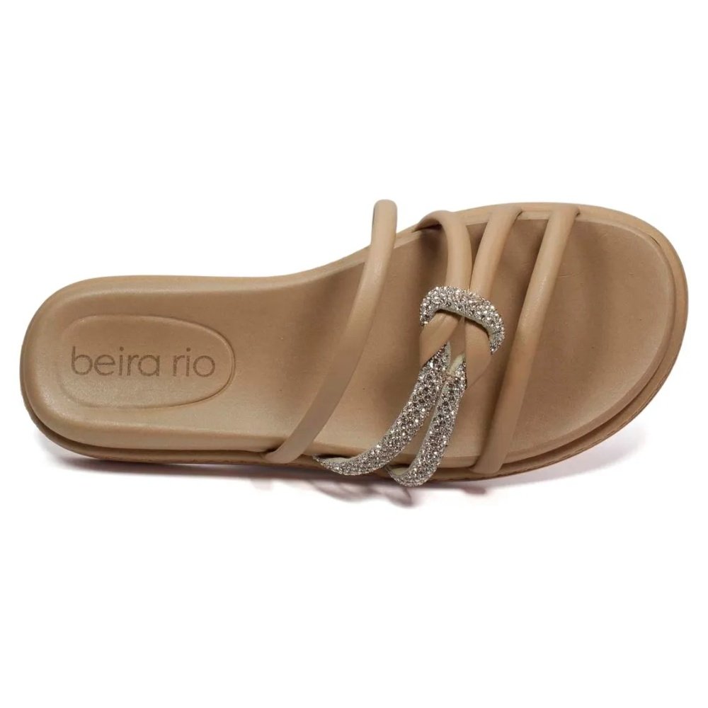 Tamanco Beira Rio Feminino Nude Brilho Casual Marrom 3
