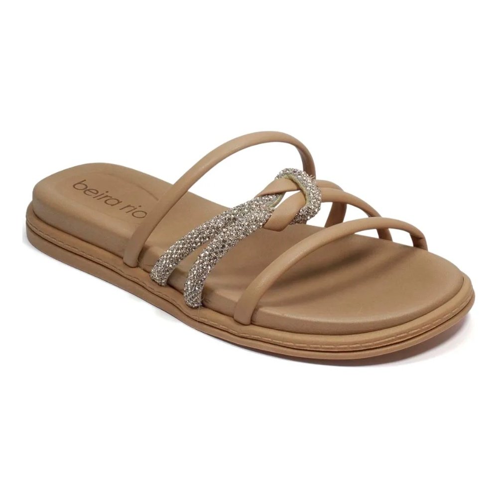 Tamanco Beira Rio Feminino Nude Brilho Casual Marrom 5