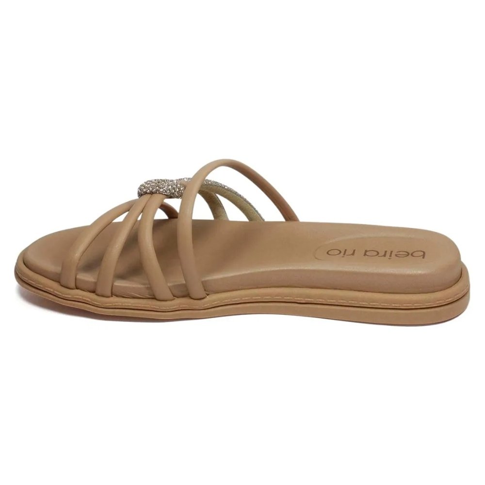 Tamanco Beira Rio Feminino Nude Brilho Casual Marrom 5