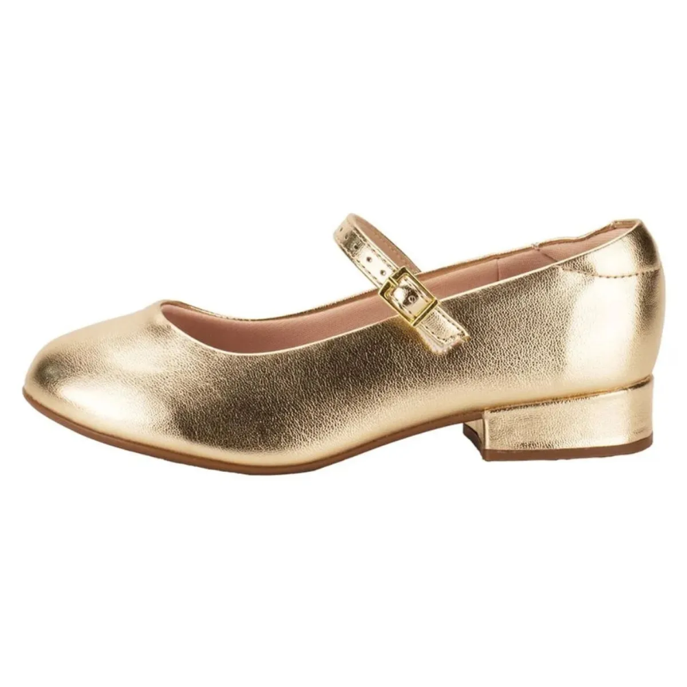 Sapatilha Molekinha Infantil Salto Dourada Fivela Ajustavel Dourado 3