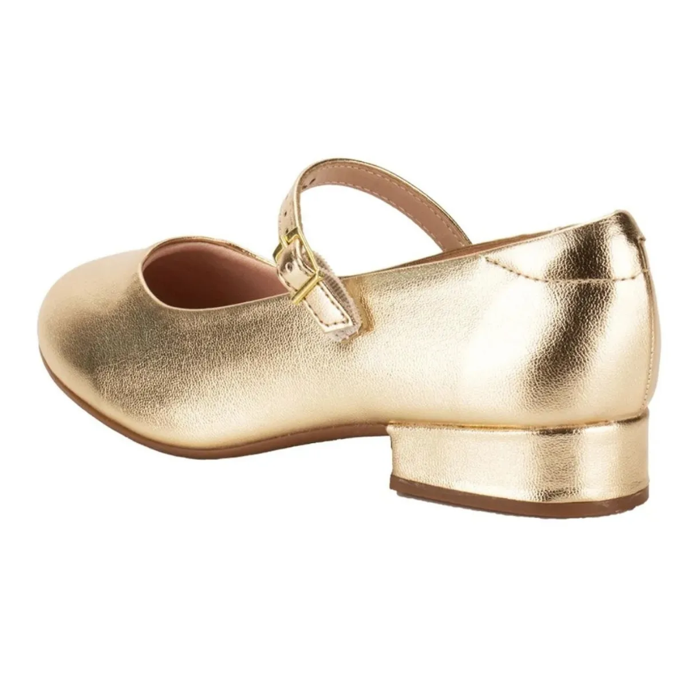 Sapatilha Molekinha Infantil Salto Dourada Fivela Ajustavel Dourado 5