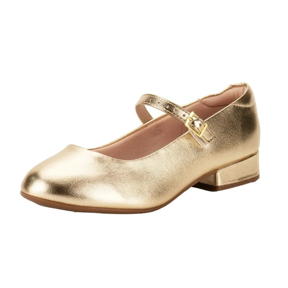 Sapatilha Molekinha Infantil Salto Dourada Fivela Ajustavel Dourado 6