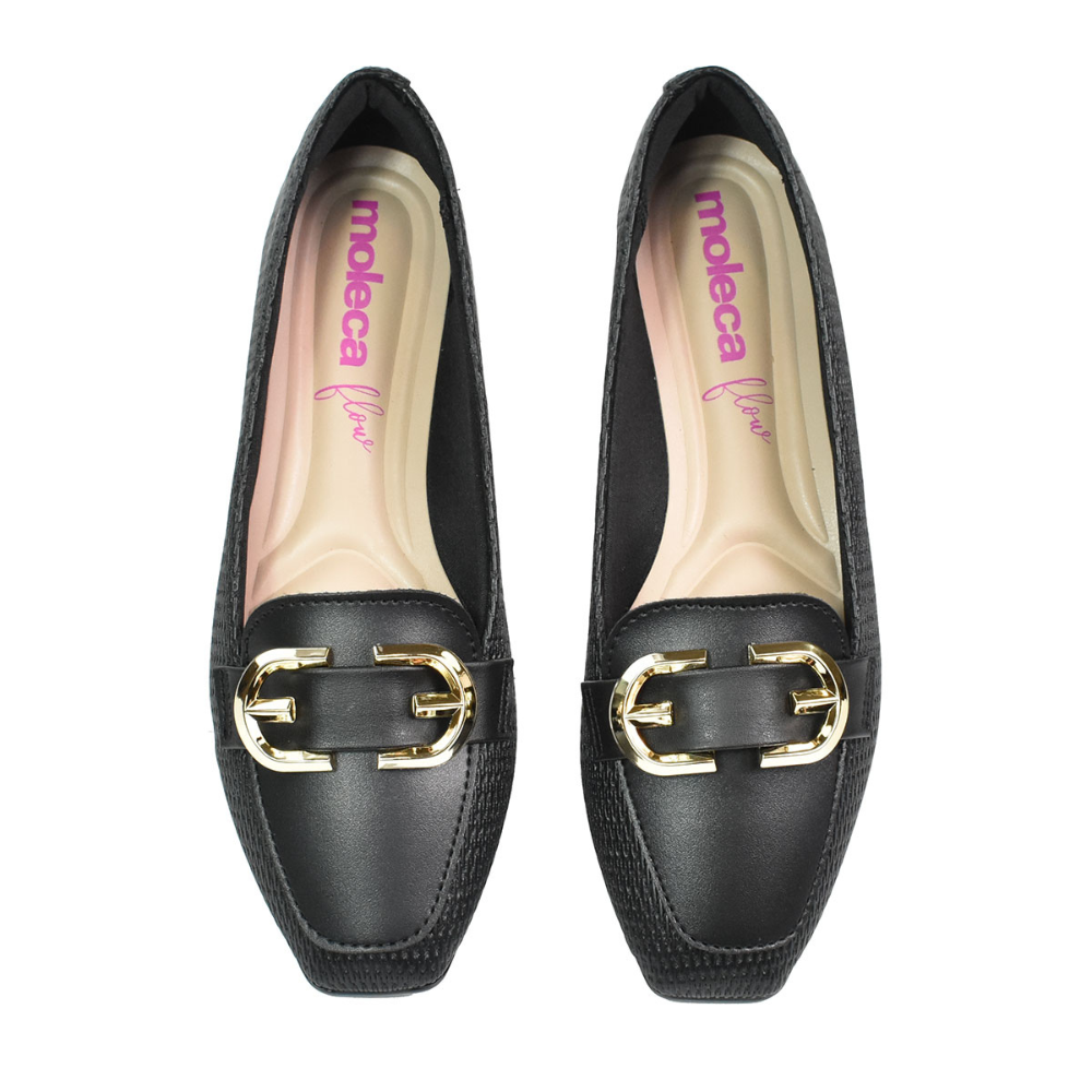 Sapatilha Feminina Moleca Casual Fivela Preta Preto 6