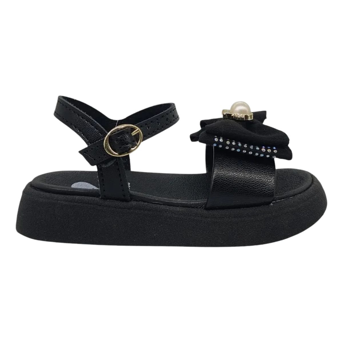 Sandalia Molekinha Meninas Preta Ultraleve Fivela Ajustavel Preto 2