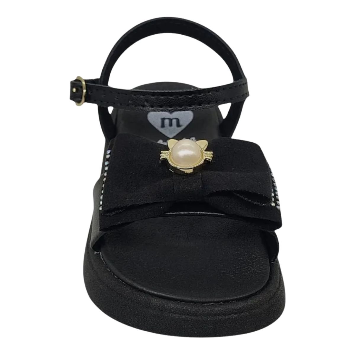 Sandalia Molekinha Meninas Preta Ultraleve Fivela Ajustavel Preto 4