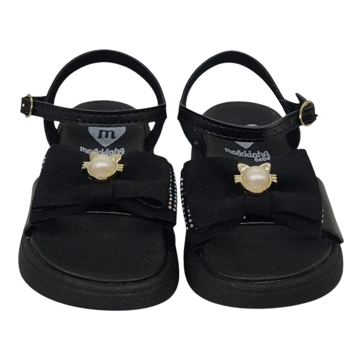 Sandalia Molekinha Meninas Preta Ultraleve Fivela Ajustavel Preto 6