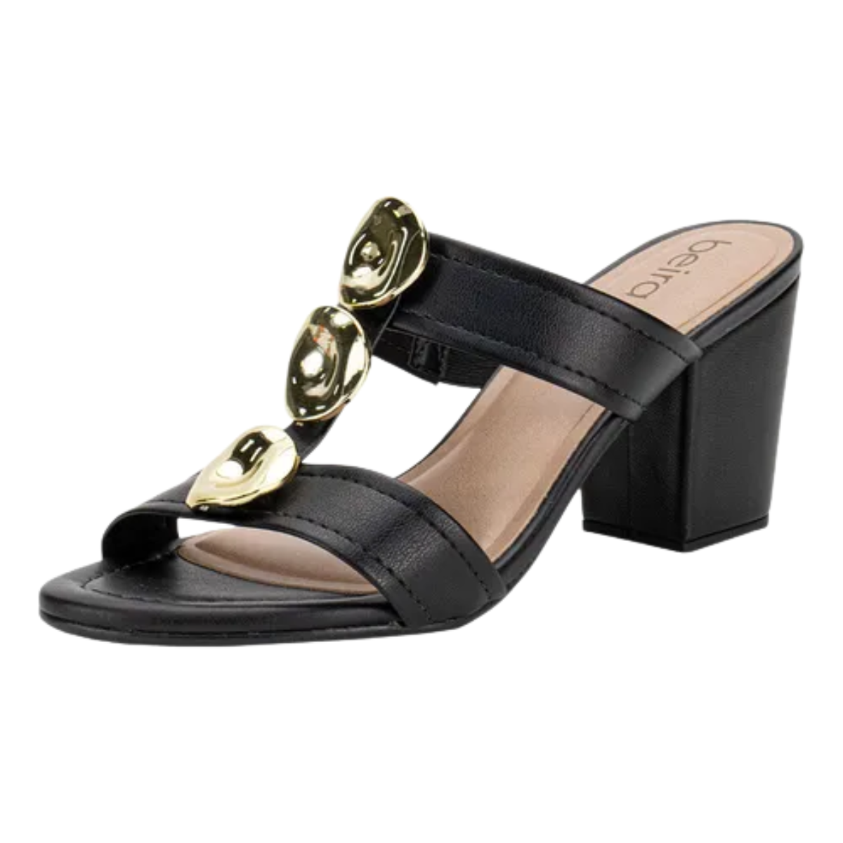 Tamanco Beira Rio Feminino Salto Medio Versatil Casual Preto 2