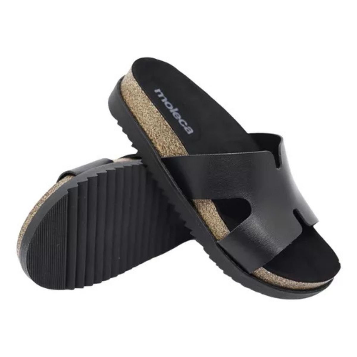 Tamanco Moleca Papete Napa Tira Larga Solado Alto Feminino Preto? Preto 4