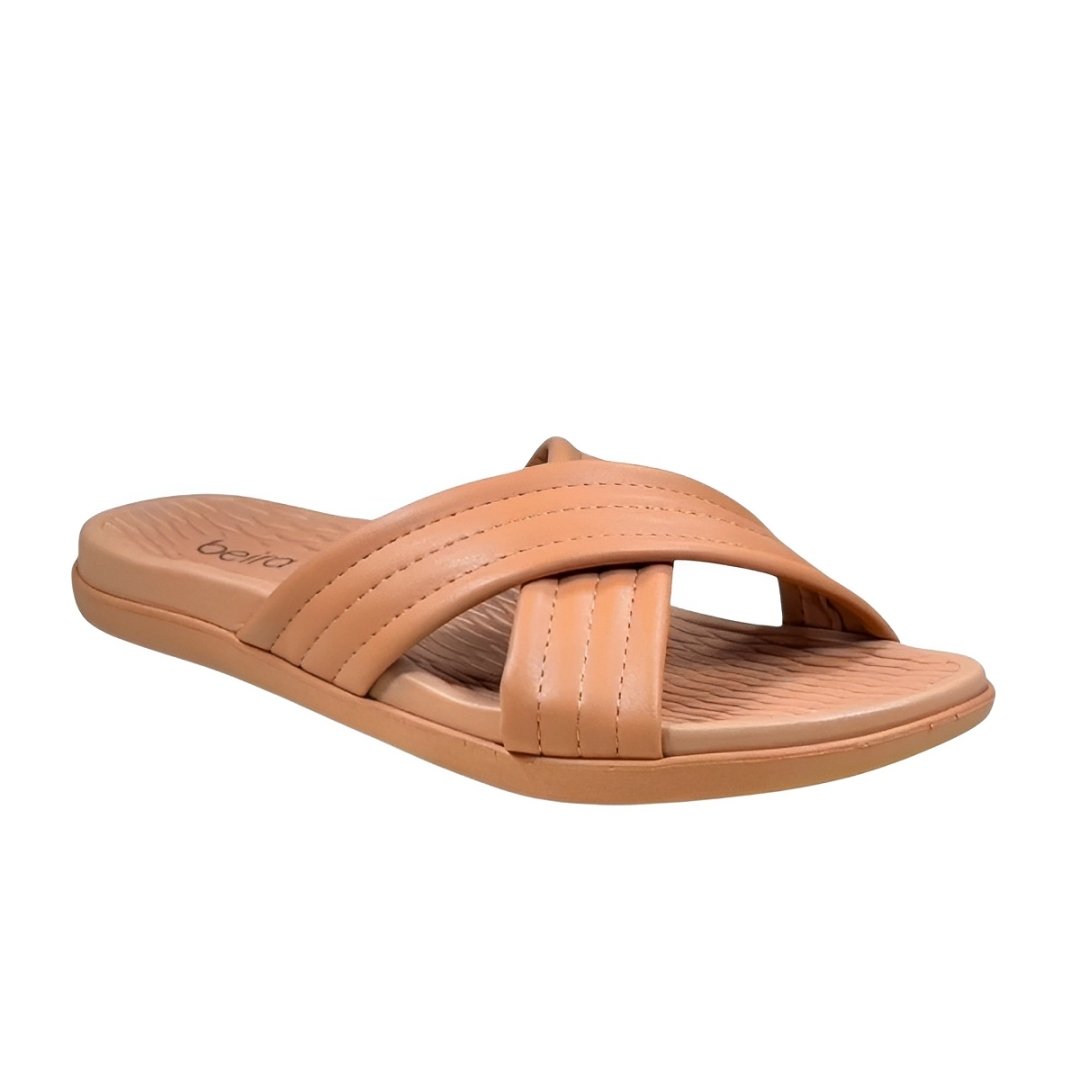 Tamanco Beira Rio Feminino Nude Tiras Cruzadas Elegancia