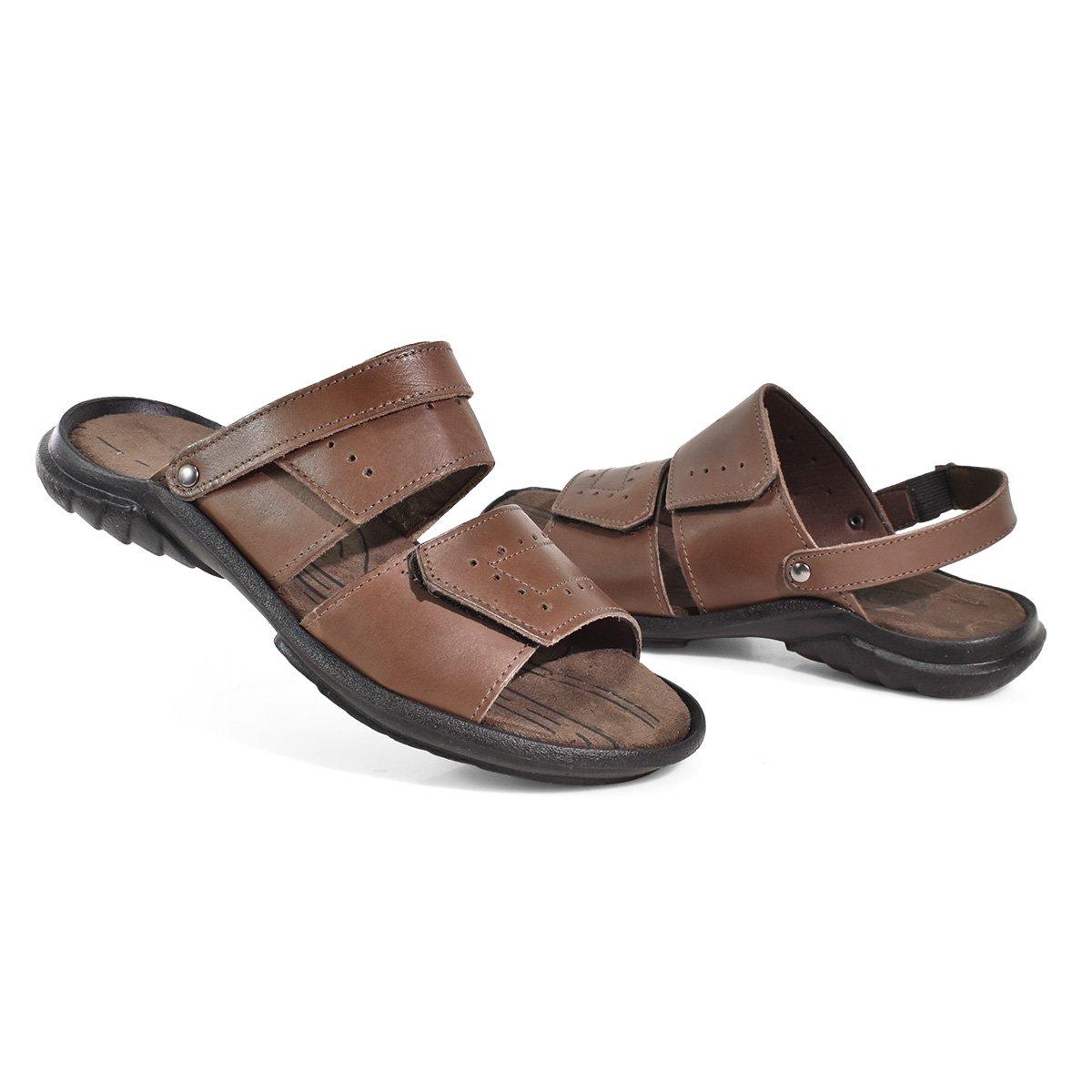 Sandalia GDV 3600 Masculina Leve Confortavel Dia a Dia Marrom 2