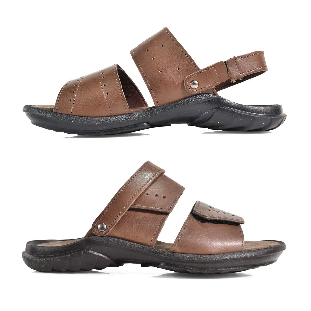Sandalia GDV 3600 Masculina Leve Confortavel Dia a Dia Marrom 4