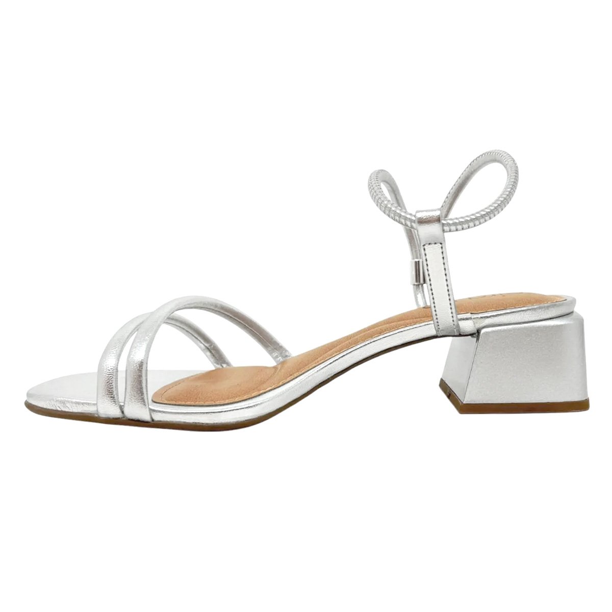 Sandalia Beira Rio Feminina Salto Bloco Elegante Prata Prata 3