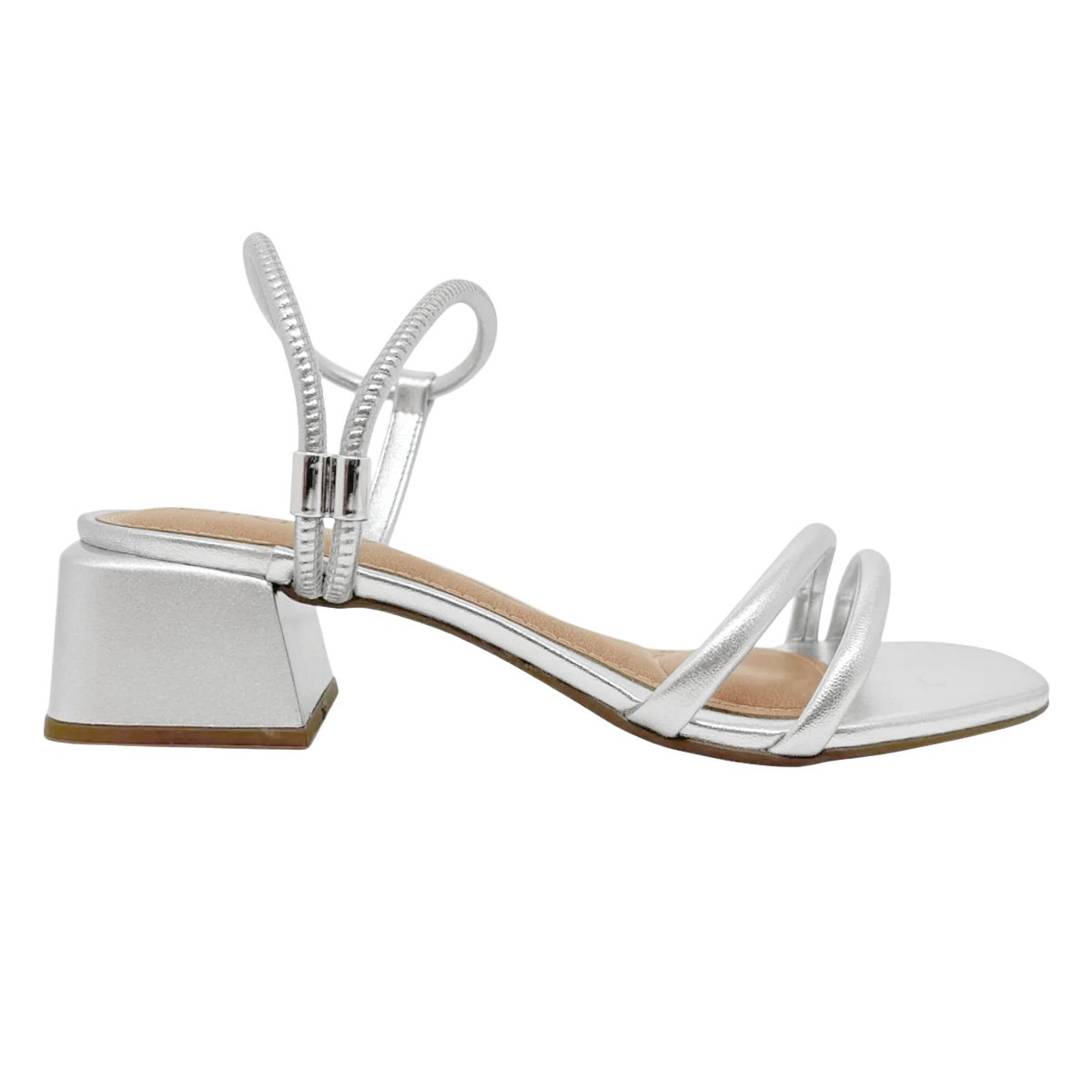 Sandalia Beira Rio Feminina Salto Bloco Elegante Prata Prata 4