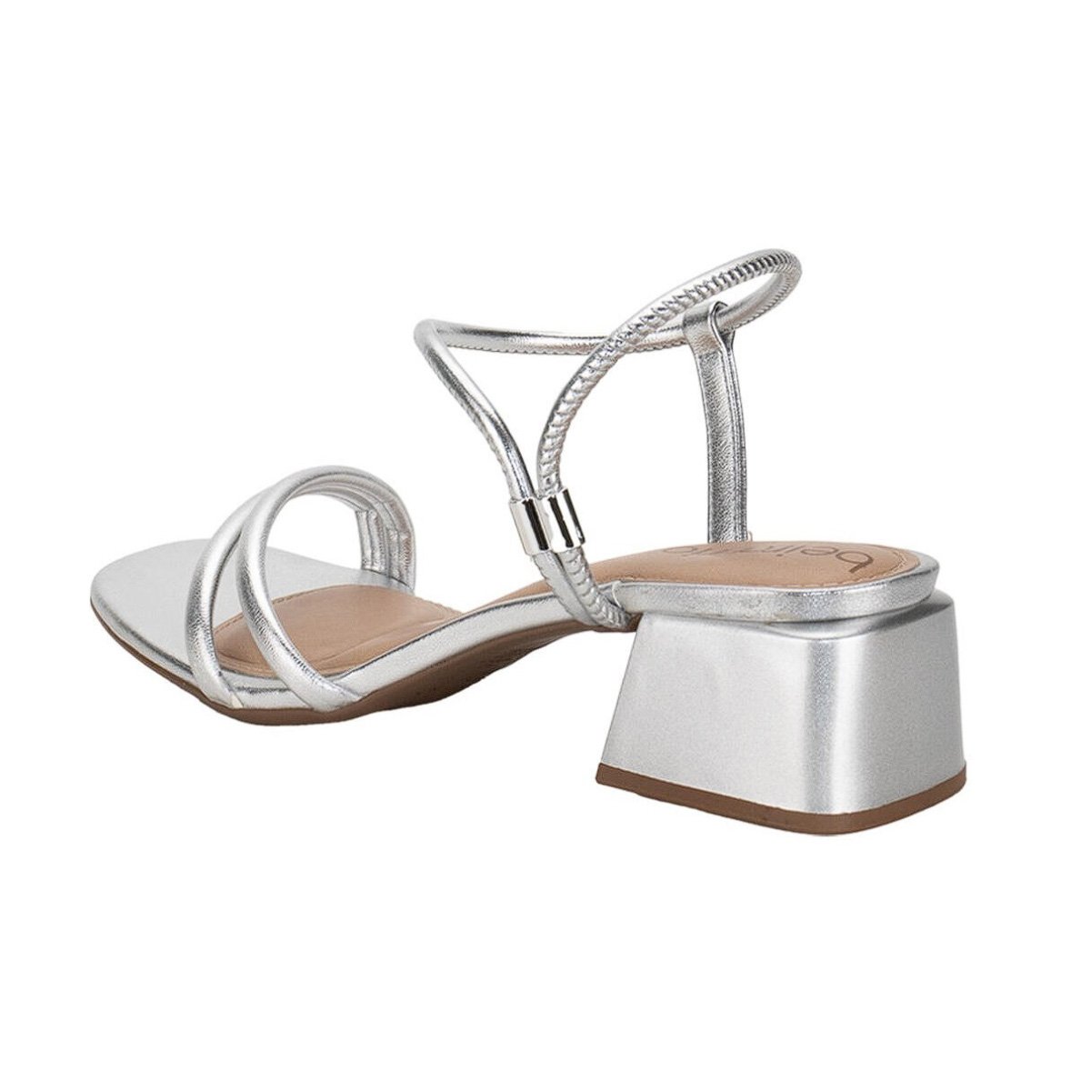 Sandalia Beira Rio Feminina Salto Bloco Elegante Prata Prata 5