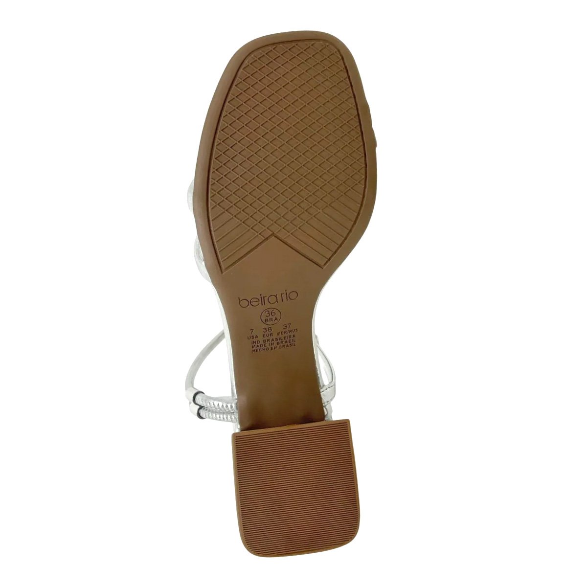 Sandalia Beira Rio Feminina Salto Bloco Elegante Prata Prata 6
