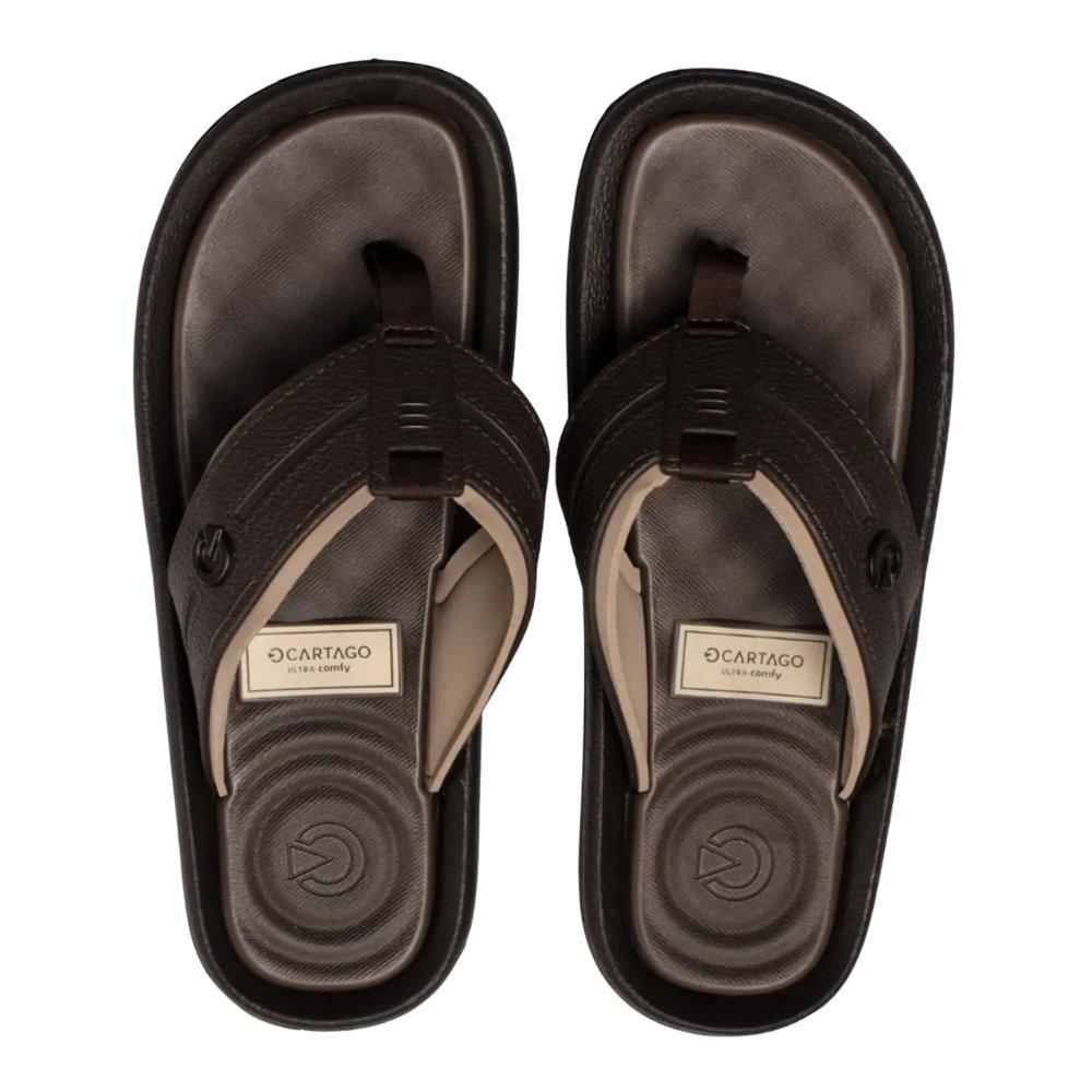 Chinelos Cartago Fiji Vi Marrom Escuro Bege Conforto Casual