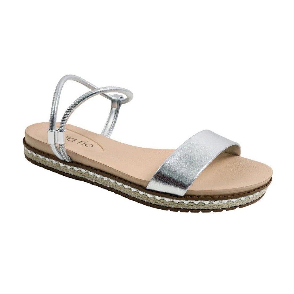 Sandalia Feminina Beira Rio Casual Elastico Prata Prata 3