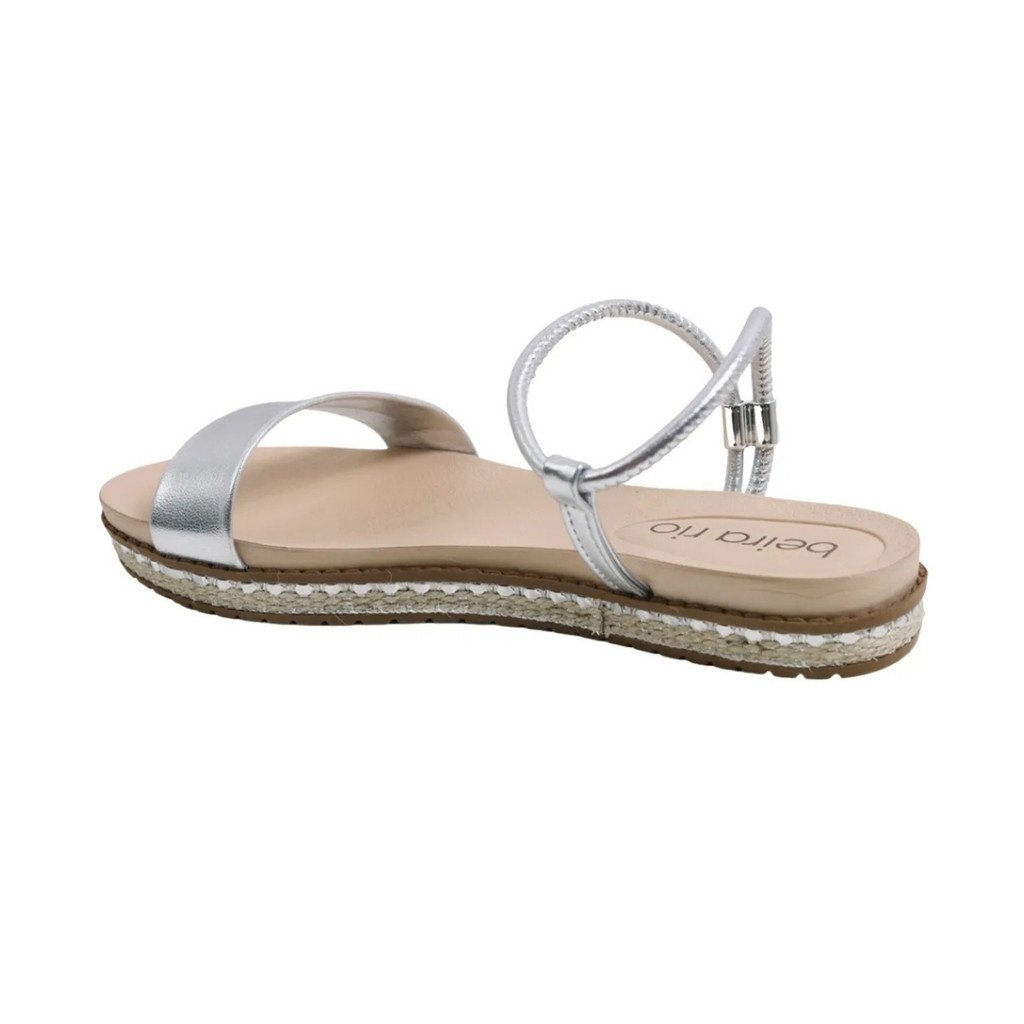 Sandalia Feminina Beira Rio Casual Elastico Prata Prata 4