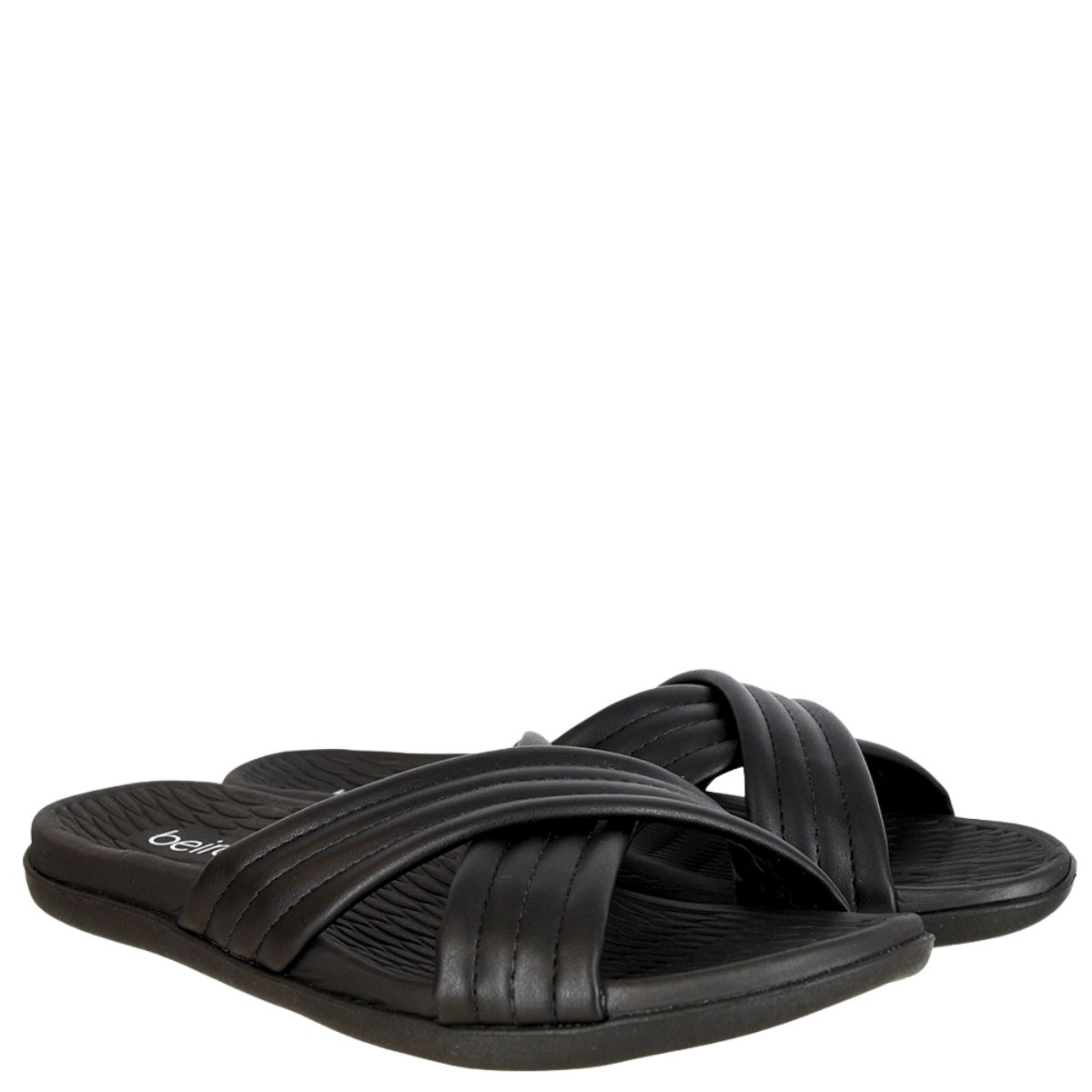 Tamanco Beira Rio Feminino Tiras Cruzadas Casual Preto Preto 4
