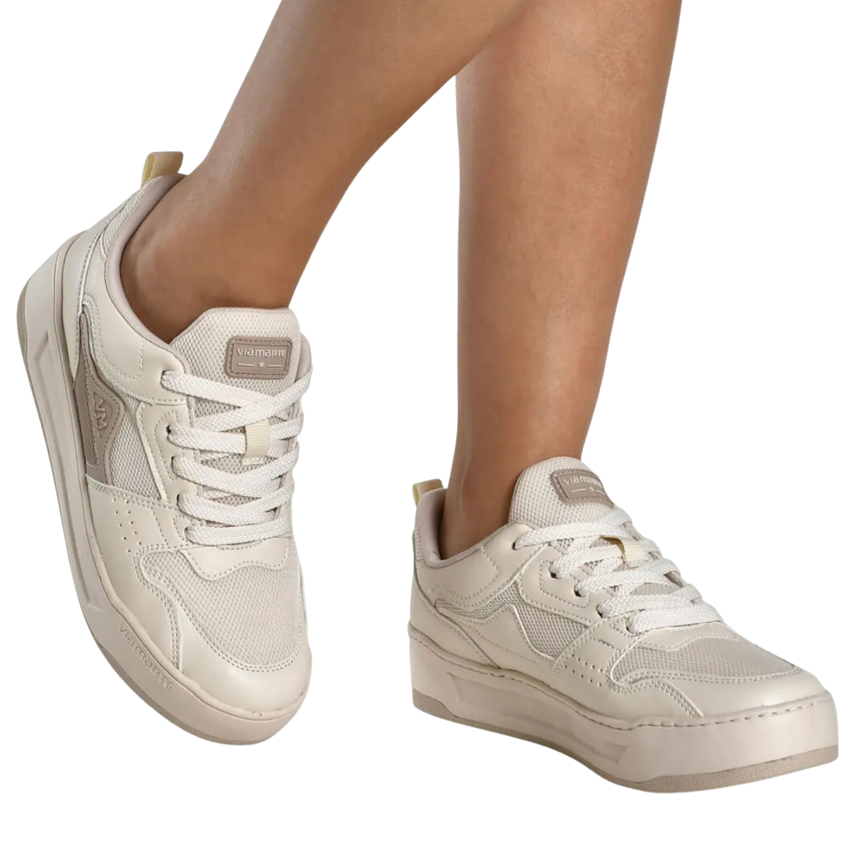 Via Marte Tenis Marfim Feminino Cadarco Estiloso Off White 3