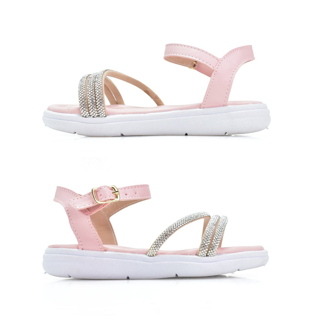 LALILU Sandalia Nude Infantil Fecho Ajustavel Estilo Moderno Rosa 3