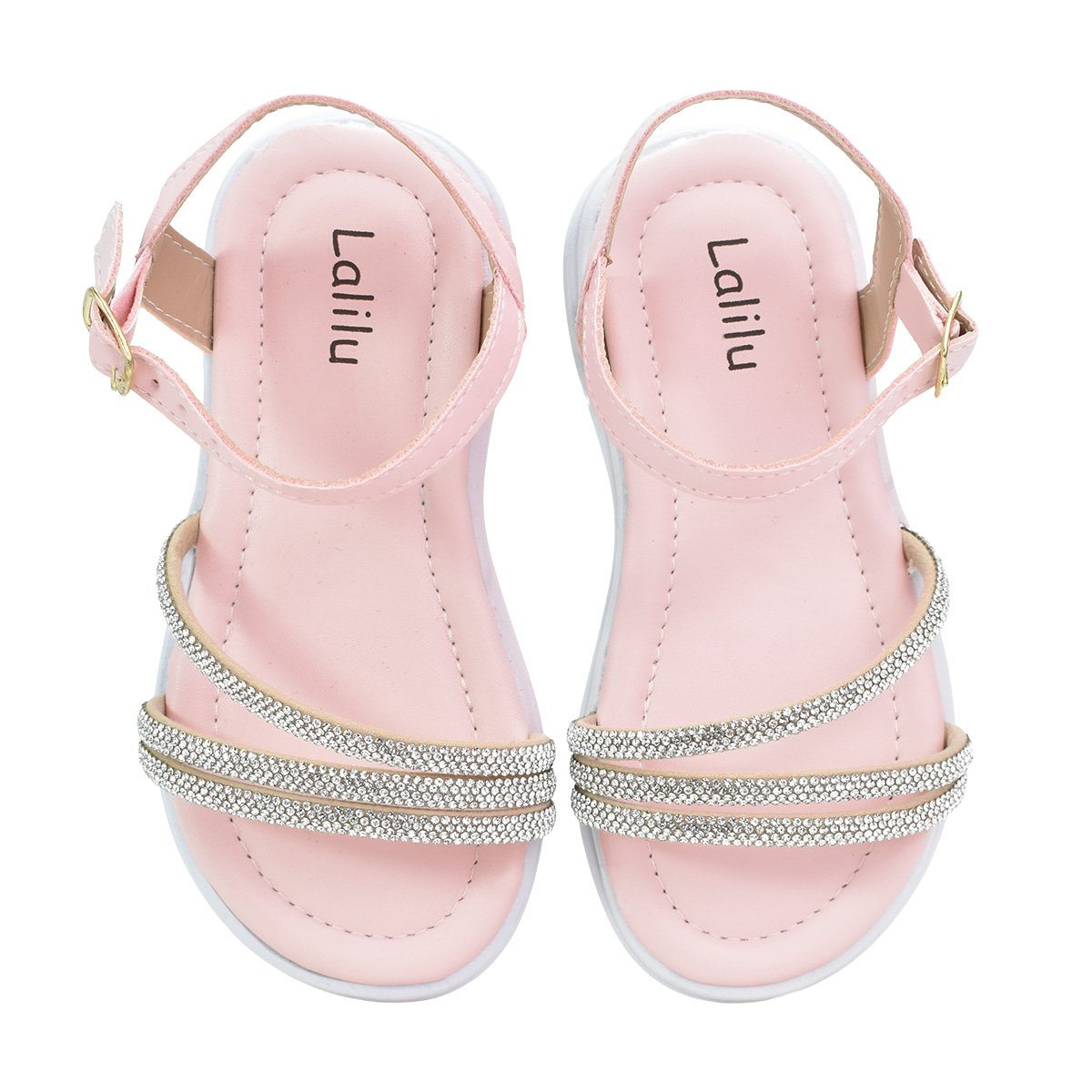 LALILU Sandalia Nude Infantil Fecho Ajustavel Estilo Moderno Rosa 4