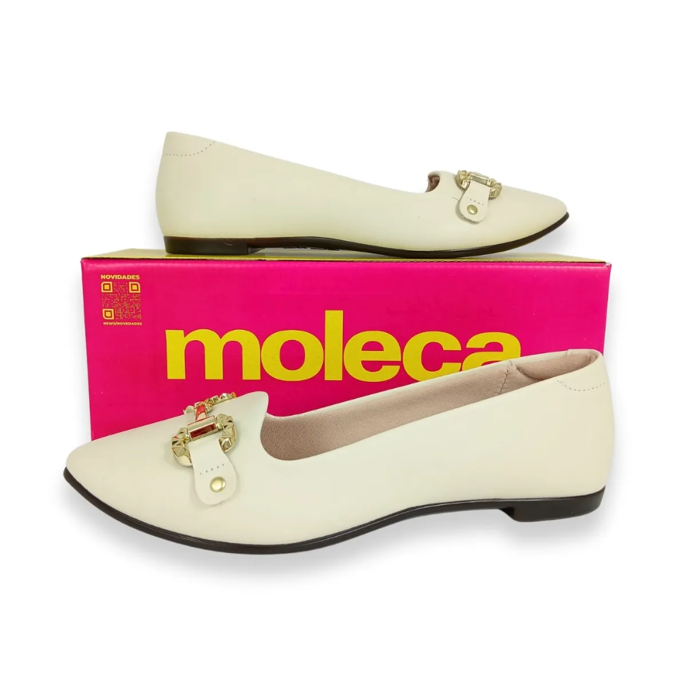 Sapatilha Moleca Feminina Casual Branco Off Branco 5