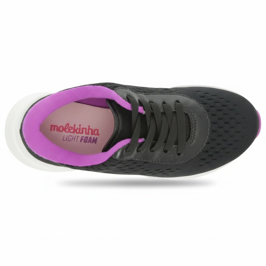 Tenis Molekinha Preto Esportivo Meninas Antiderrapante Preto 3