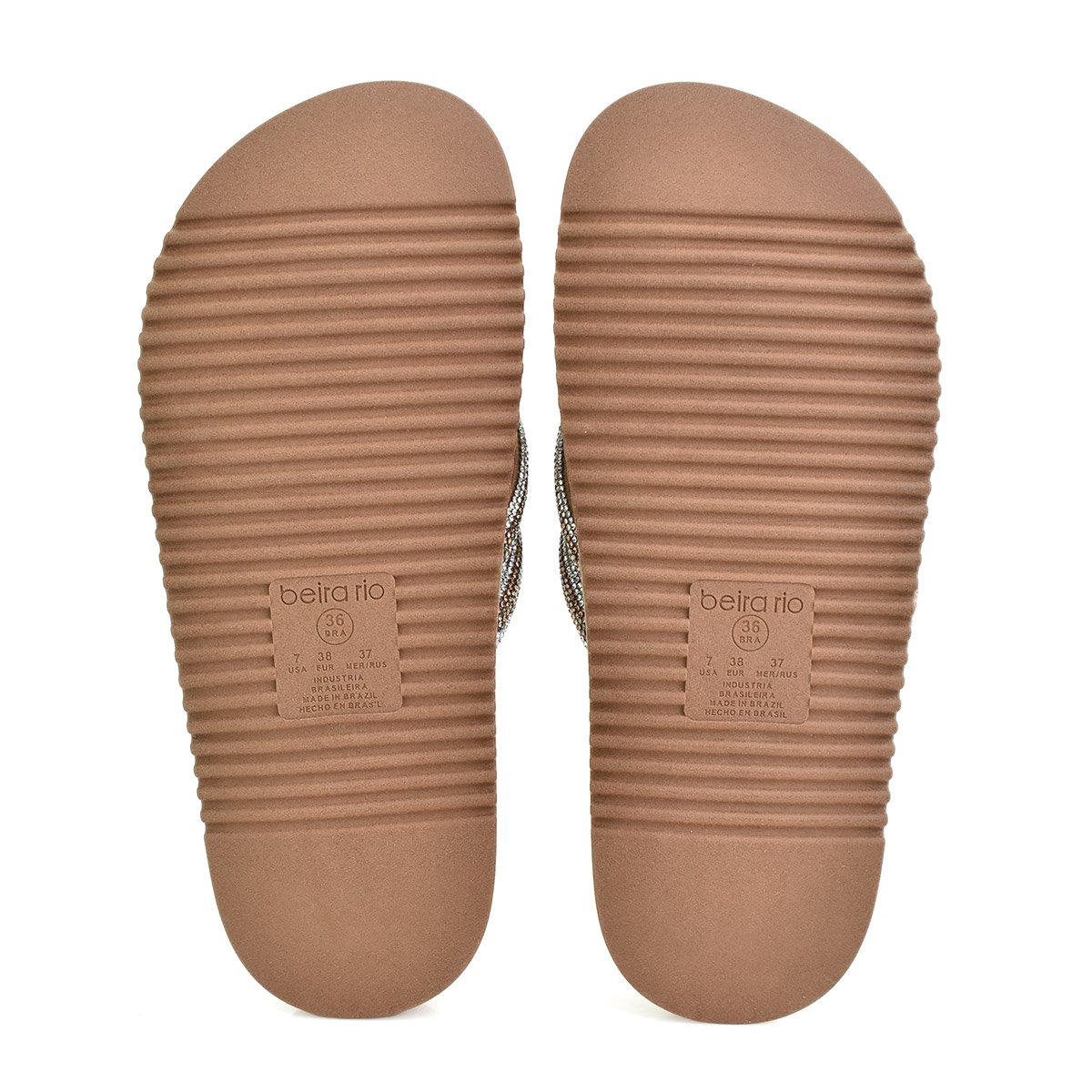 Tamanco Beira Rio Feminino Plataforma Pedraria Dourado Dourado 7