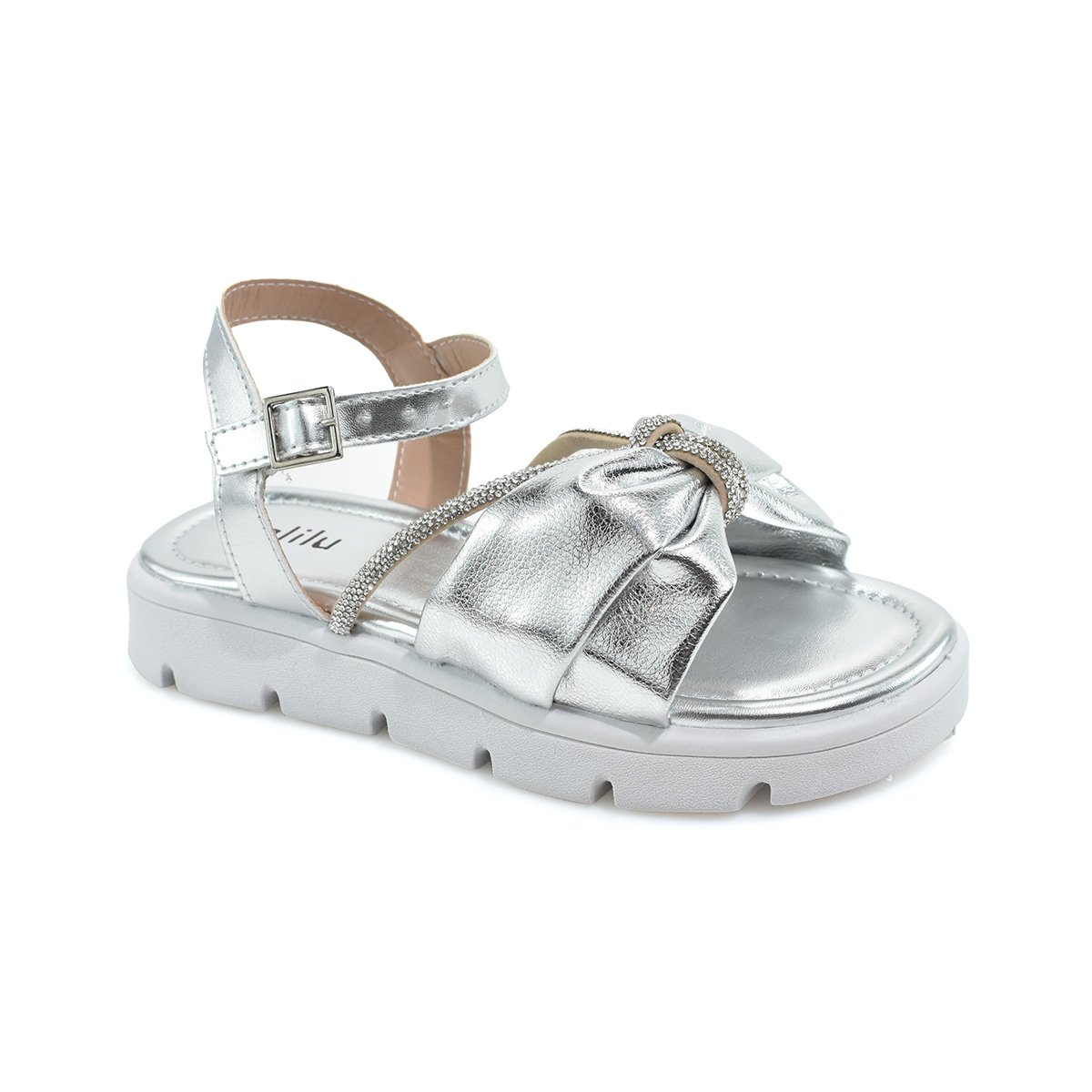 Sandalia Infantil Lalilu Prata Meninas Leve Ajustavel