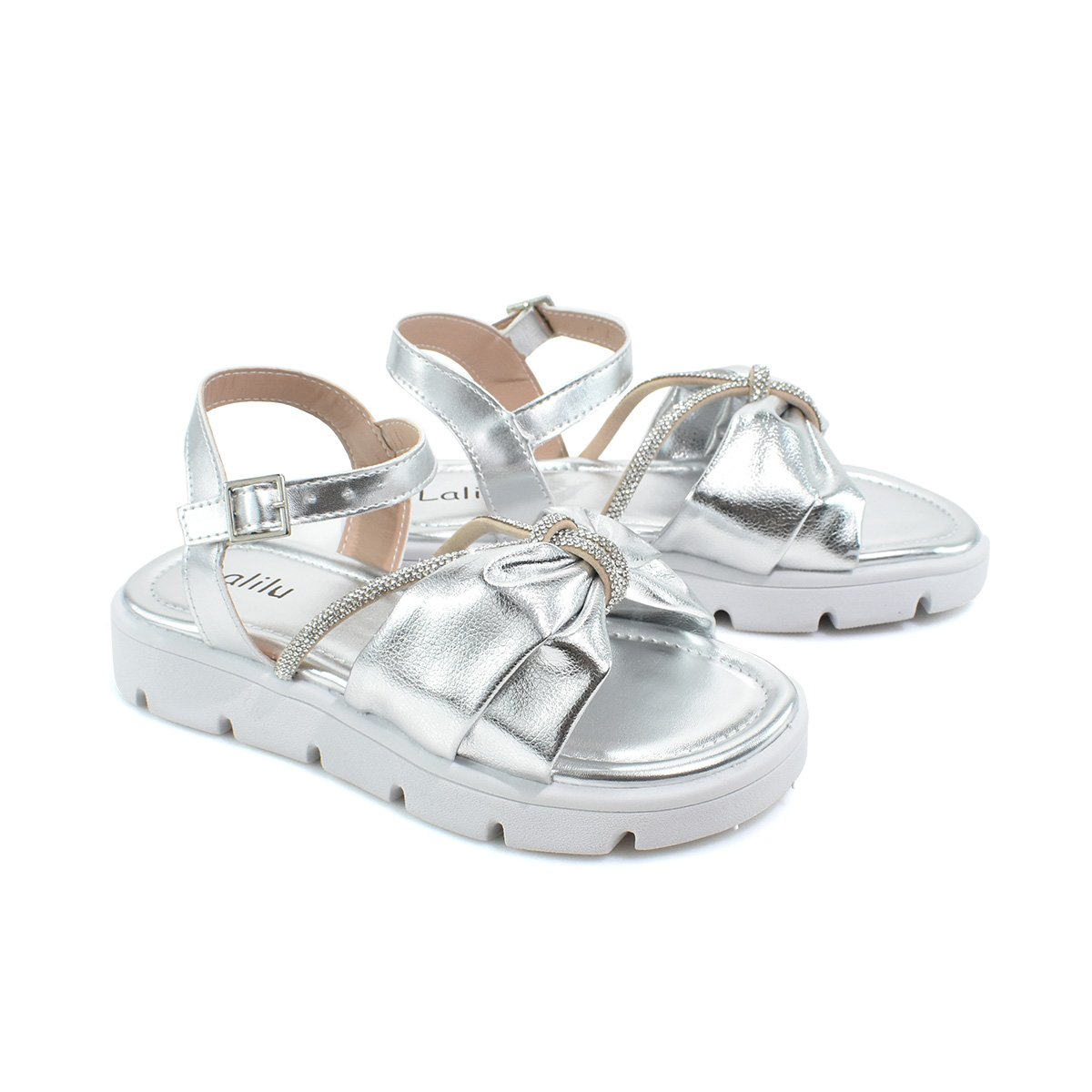 Sandalia Infantil Lalilu Prata Meninas Leve Ajustavel Prata 2