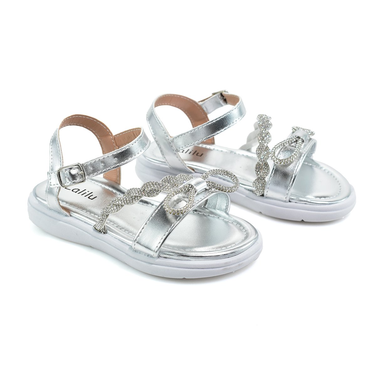 Sandalia Lalilu Prata Meninas Conforto Estilo Fashion Infantil Prata 2