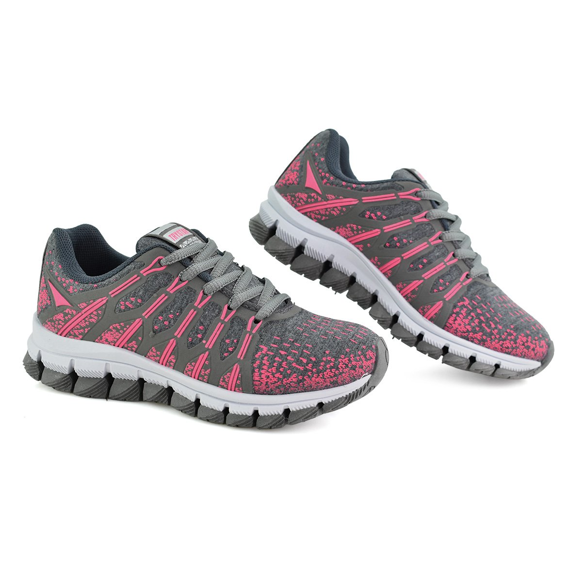 Tenis Meninas Casual Try Star Grafite e Pink Cadarco Cinza/Rosa 2