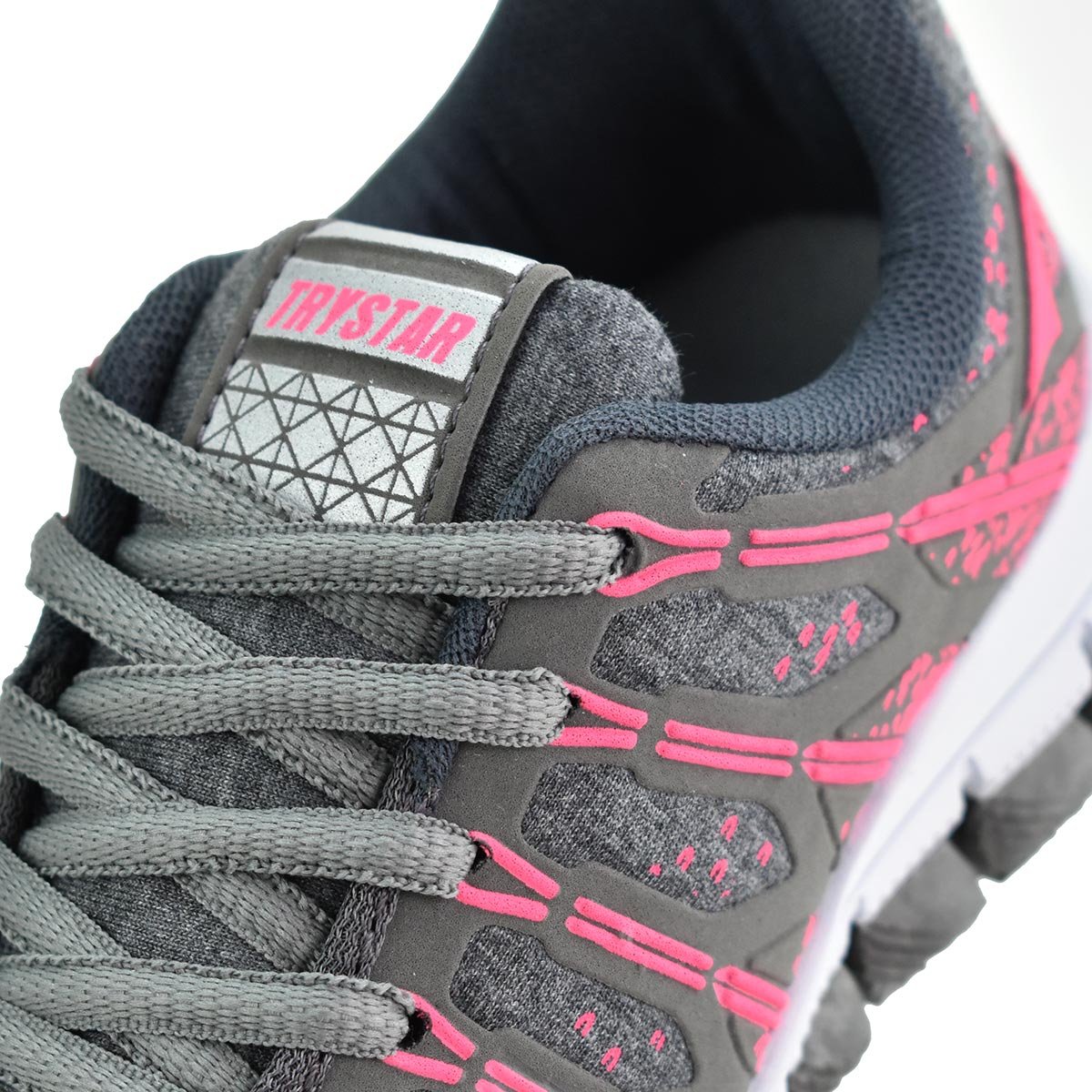 Tenis Meninas Casual Try Star Grafite e Pink Cadarco Cinza/Rosa 5