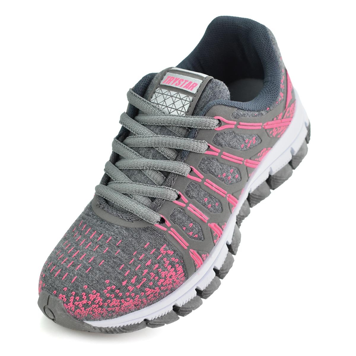 Tenis Meninas Casual Try Star Grafite e Pink Cadarco Cinza/Rosa 6