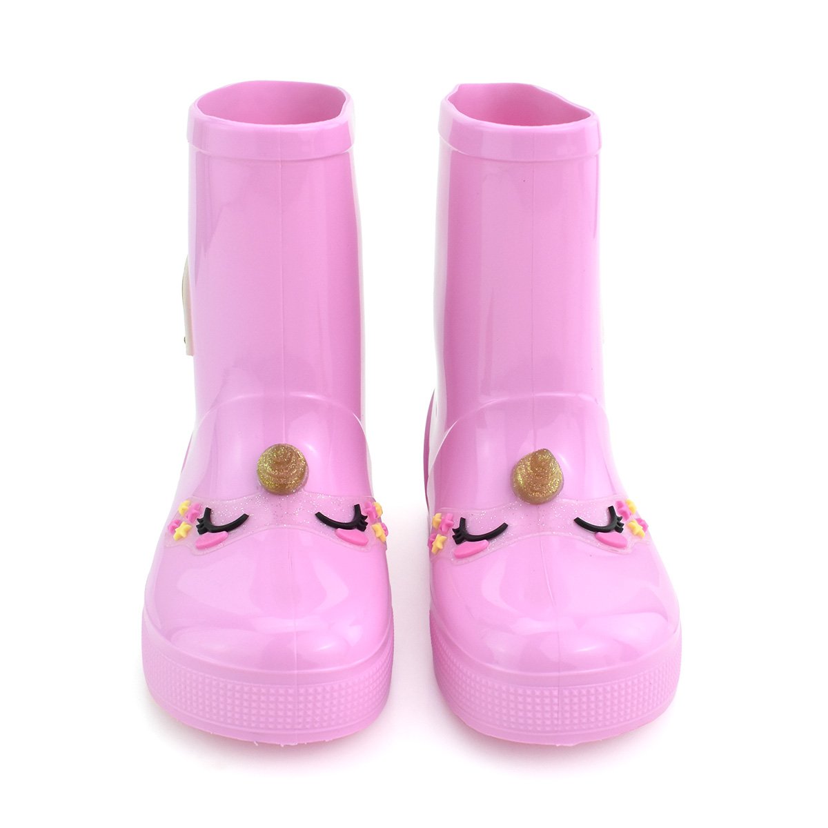 Galocha Luelua Meninas Unicornio Cano Medio Infantil Rosa Rosa 3