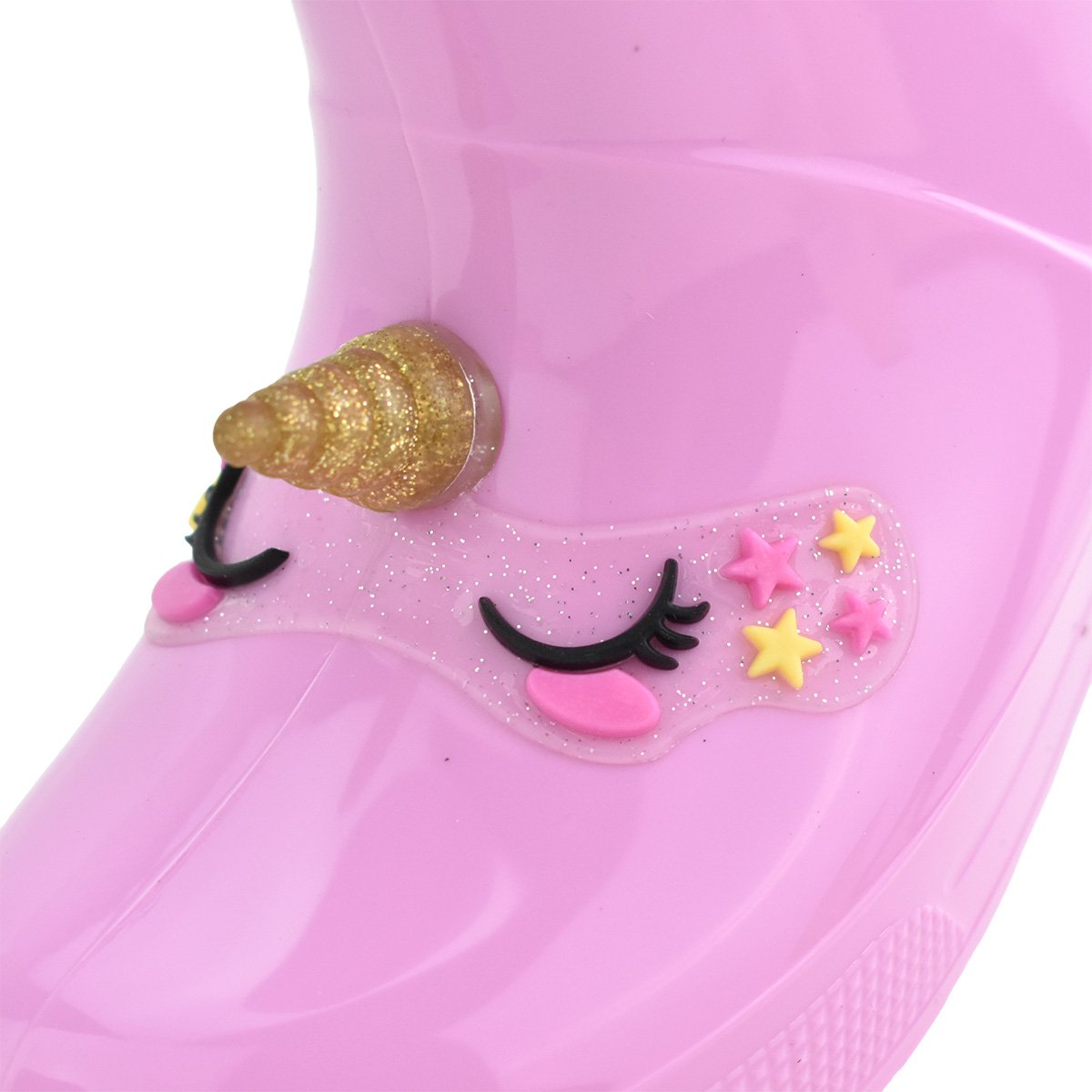 Galocha Luelua Meninas Unicornio Cano Medio Infantil Rosa Rosa 6
