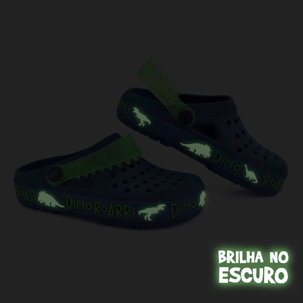 Babuche Meninos Dinossauro Marinho Verde Ultraleve Azul 2
