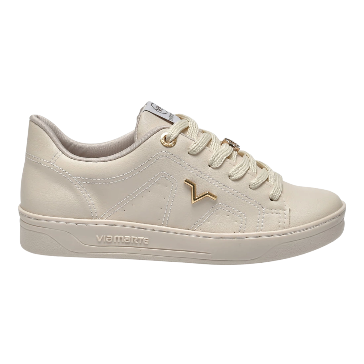 Tenis Feminino Via Marte Napa Marfim Estiloso Confortavel Bege 2